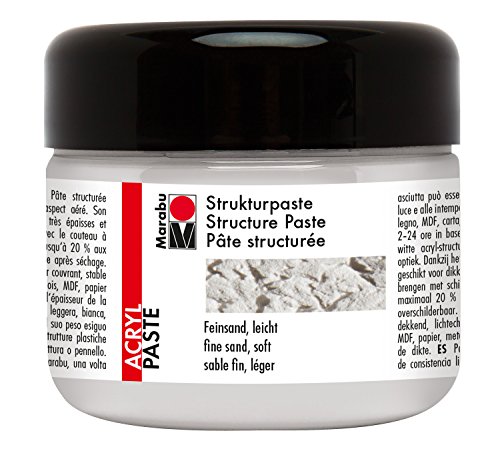 Marabu 12260025811 - Strukturpaste Feinsand leicht, matte Acrylpaste auf Wasserbasis, lichtecht, wetterfest, gut deckend, für reliefartige bis plastische Strukturen, 225 ml, weiß von Marabu