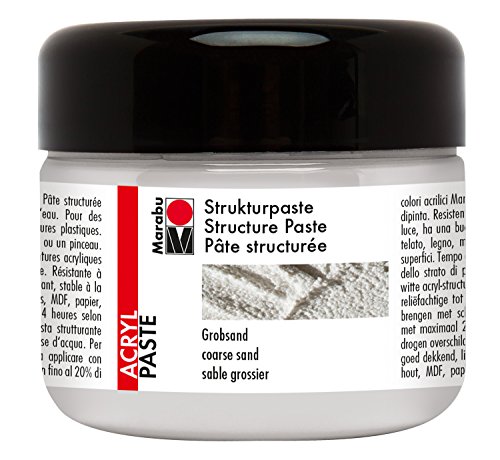 Marabu 12260025814 - Strukturpaste Grobsand, matte Acrylpaste auf Wasserbasis, lichtecht, wetterfest, gut deckend, für reliefartige bis plastische Strukturen, 225 ml, weiß von Marabu