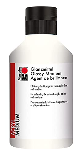 Marabu 12290013861 - Glanzmittel, cremig fließendes Acryl - Glanzmittel, auf Wasserbasis, zur Erhöhung des Glanzgrads von Acrylfarben und -medien, 250 ml, transparent von Marabu