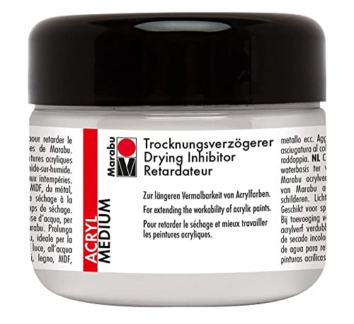 Marabu 12290025807 - Trocknungsverzögerer, cremiger Acryl - Retarder auf Wasserbasis, zur Verzögerung der Trocknungszeit von Acrylfarben, 225 ml, transparent von Marabu