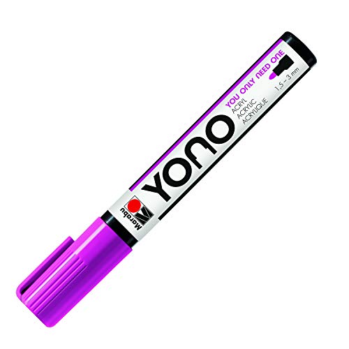 Marabu 12400103014 - YONO Marker, Magenta 014, vielseitiger Acrylstift mit japanischer Rundspitze 1,5 - 3 mm, wasserbasiert, lichtecht und wasserfest, für nahezu alle Untergründe von Marabu