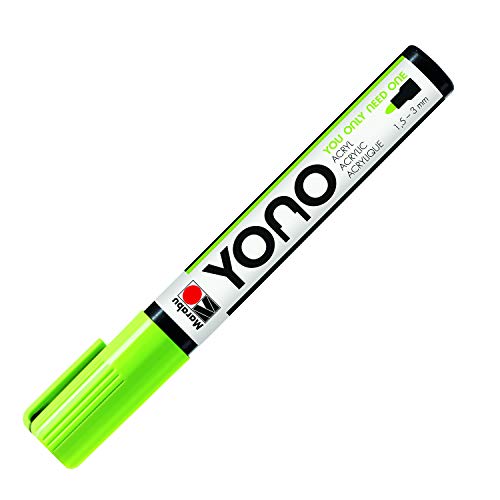 Marabu 12400103365 - YONO Marker, Neon-Grün 365, vielseitiger Acrylstift mit japanischer Rundspitze 1,5 - 3 mm, wasserbasiert, lichtecht und wasserfest, für nahezu alle Untergründe von Marabu