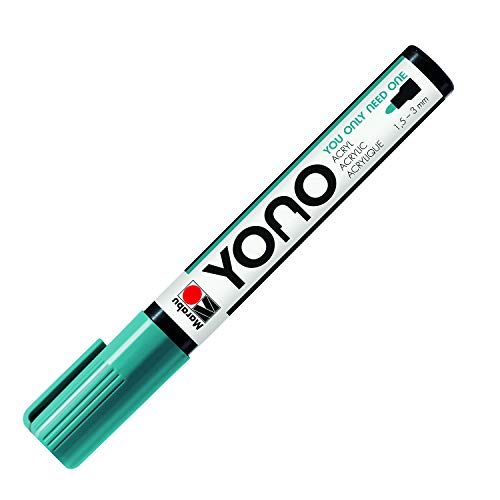 Marabu 12400103998 - YONO Marker, Türkisblau 998, vielseitiger Acrylstift mit japanischer Rundspitze 1,5 - 3 mm, wasserbasiert, lichtecht und wasserfest, für nahezu alle Untergründe von Marabu