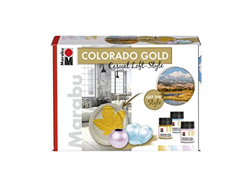 Marabu 1264000000081 - Metallic Effektfarbe im Set, Colorado Gold Loft Style, auf Wasserbasis, lichtecht, wetterfest, schnell trocknend, 3 x 50 ml Farbe und Pinsel Marabu 1264000000081 - Metallic Effektfarbe im Set, Colorado Gold Loft Style, auf Wasserbasis, lichtecht, wetterfest, schnell trocknend, 3 x 50 ml Farbe und Pinsel von Marabu