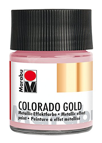 Marabu 12640005734 - Metallic Effektfarbe, Colorado Gold rosé gold 50 ml, auf Wasserbasis, lichtecht, wetterfest, schnell trocknend, zum Pinseln und Tupfen auf saugenden Untergründen von Marabu