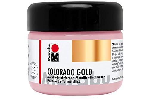 Marabu 12640025734 - Metallic Effektfarbe, Colorado Gold rosé gold 225 ml, auf Wasserbasis, lichtecht, wetterfest, schnell trocknend, zum Pinseln und Tupfen auf saugenden Untergründen von Marabu