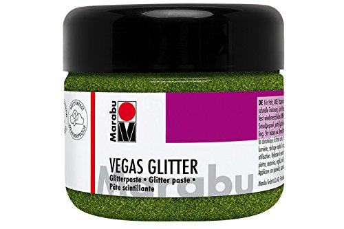 Marabu 12690025567 - Glitzernde Effektpaste, Vegas Glitter grün 225 ml, auf Wasserbasis, wetterfest, schnell trocknend, zum Pinseln oder Schablonieren auf saugenden Untergründen von Marabu