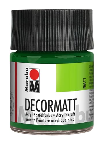 Marabu 14010005065 - Decormatt Acryl Olivgrün 065, 50 ml, samtmatte Acrylfarbe auf Wasserbasis, cremig und farbintensiv, speichelfest, wetterfest, zum freien Malen und Schablonieren von Marabu