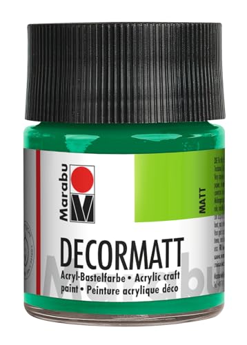 Marabu 14010005067 - Decormatt Acryl Saftgrün 067, 50 ml, samtmatte Acrylfarbe auf Wasserbasis, cremig und farbintensiv, speichelfest, wetterfest, zum freien Malen und Schablonieren von Marabu