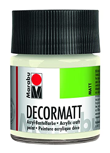 Marabu 14010005070 Decormatt Acryl Weiß 070, 50 ml, samtmatte Acrylfarbe auf Wasserbasis, cremig und farbintensiv, speichelfest, wetterfest, zum freien Malen und Schablonieren von Marabu