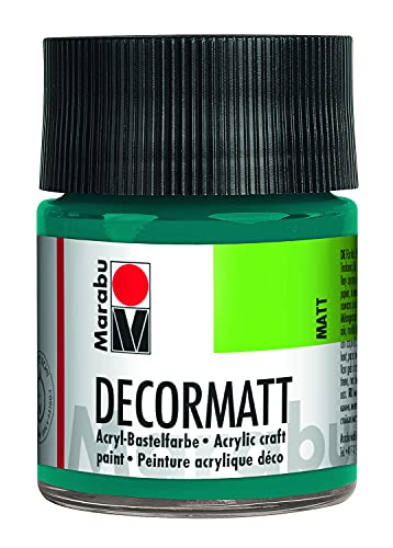 Marabu 14010005290 - Decormatt Acryl Türkis 290, 50 ml, samtmatte Acrylfarbe auf Wasserbasis, cremig und farbintensiv, speichelfest, wetterfest, zum freien Malen und Schablonieren von Marabu