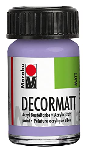 Marabu 14010039007 - Decormatt Acryl Lavendel 007, 15 ml, samtmatte Acrylfarbe auf Wasserbasis, cremig und farbintensiv, speichelfest, wetterfest, zum freien Malen und Schablonieren von Marabu