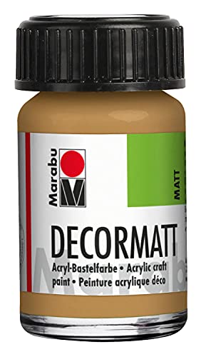 Marabu 14010039042 - Decormatt Acryl Sand 042, 15 ml, samtmatte Acrylfarbe auf Wasserbasis, cremig und farbintensiv, speichelfest, wetterfest, zum freien Malen und Schablonieren von Marabu