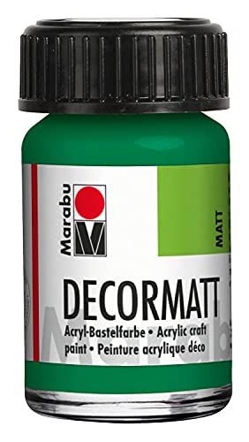 Marabu 14010039067 - Decormatt Acryl Saftgrün 067, 15 ml, samtmatte Acrylfarbe auf Wasserbasis, cremig und farbintensiv, speichelfest, wetterfest, zum freien Malen und Schablonieren von Marabu