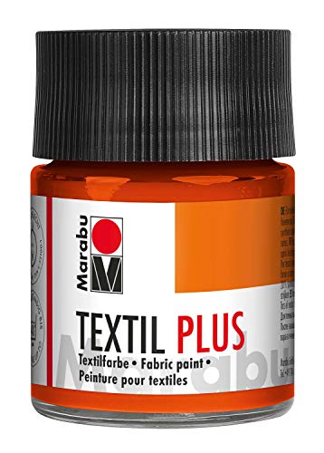 Marabu 17150005023 - Textil Plus rotorange 50 ml, volldeckende Stoffmalfarbe für dunkle Stoffe, geeignet für Stoffmalerei und Stoffdruck, nach Fixierung waschbeständig bis 40 °C von Marabu