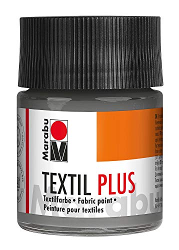 Marabu 17150005078 - Textil Plus grau 50 ml, volldeckende Stoffmalfarbe für dunkle Stoffe, geeignet für Stoffmalerei und Stoffdruck, nach Fixierung waschbeständig bis 40 °C von Marabu