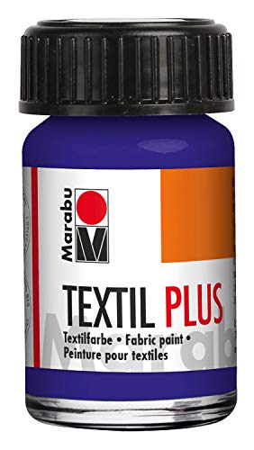 Marabu 17150039051 - Textil Plus violett dunkel 15 ml, volldeckende Stoffmalfarbe für dunkle Stoffe, geeignet für Stoffmalerei und Stoffdruck, nach Fixierung waschbeständig bis 40 °C von Marabu