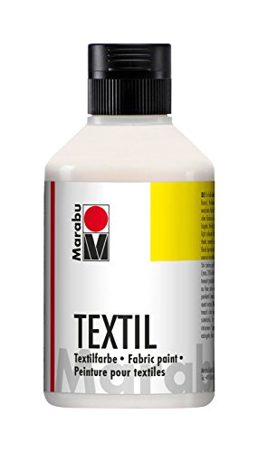 Marabu 17160013070 - Textil Stoffmalfarbe für helle Stoffe, Weiß 250 ml, Druckfarbe auf Wasserbasis, waschbeständig bis 60°C, Fixierung durch Bügeln o. Backofen von Marabu