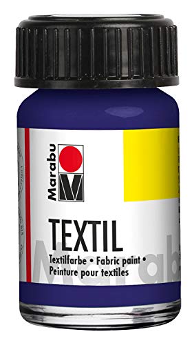 Marabu 17160039051 - Textil Stoffmalfarbe violett dunkel 15 ml, Stoffdruckfarbe auf Wasserbasis, für helle Stoffe, waschbeständig bis 60°C, weicher Griff, einfache Fixierung durch Bügeln o. Backofen von Marabu