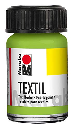 Marabu 17160039061 - Textil Stoffmalfarbe reseda 15 ml, Stoffdruckfarbe auf Wasserbasis, für helle Stoffe, waschbeständig bis 60°C, weicher Griff, einfache Fixierung durch Bügeln o. Backofen von Marabu