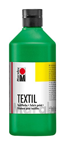 Marabu 17160075062 - Textil Stoffmalfarbe für helle Stoffe, Hellgrün 500 ml, Druckfarbe auf Wasserbasis, waschbeständig bis 60°C, Fixierung durch Bügeln o. Backofen von Marabu