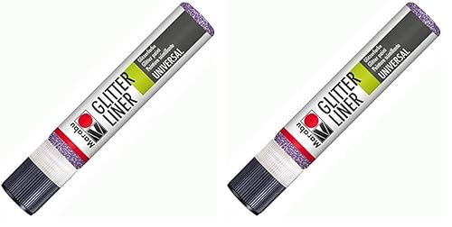 Marabu 18030009507 - Glitter Liner lavendel, Glitzer - Effektfarbe auf Wasserbasis für bezaubernde Glitzereffekte auf Stoff, Holz, Metall speichelecht, einfache Fixierung (Packung mit 2) von Marabu