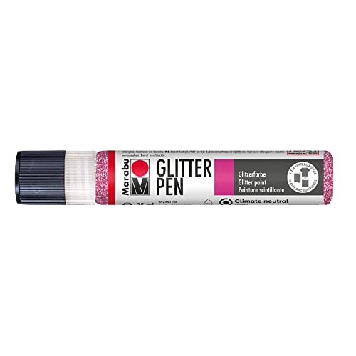 Marabu 18030009533 - Glitter Liner rosa, Glitzer - Effektfarbe auf Wasserbasis für bezaubernde Glitzereffekte auf Stoff, Holz, Metall speichelecht, einfache Fixierung von Marabu