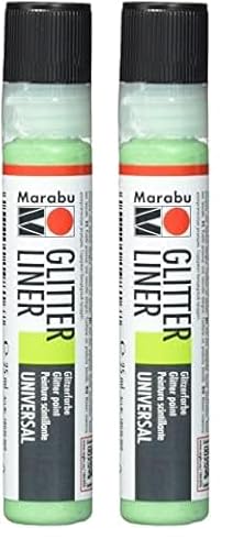 Marabu 18030009561 - Glitter Liner kiwi, Glitzer - Effektfarbe auf Wasserbasis für bezaubernde Glitzereffekte auf Stoff, Holz, Metall speichelecht, einfache Fixierung (Packung mit 2) von Marabu