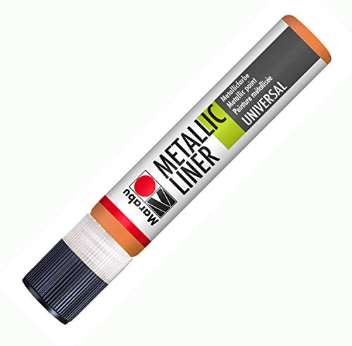 Marabu 18030009713 - Metallic Liner orange, Effektfarbe auf Wasserbasis, für schimmernde Metalliceffekte auf Stoff, Holz, Metall speichelecht, einfache Fixierung von Marabu