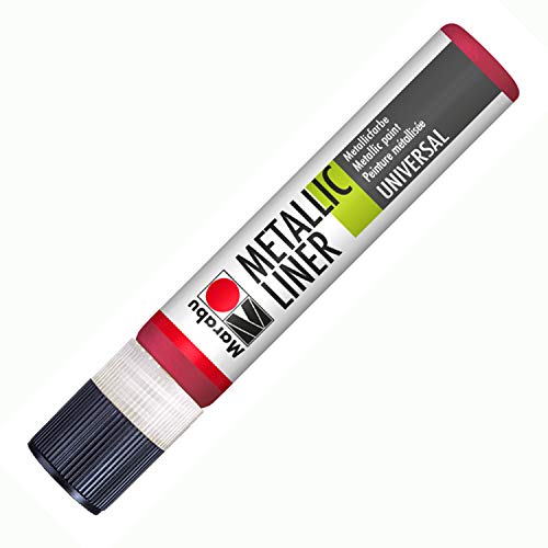 Marabu 18030009732 - Metallic Liner rot, Effektfarbe auf Wasserbasis, für schimmernde Metalliceffekte auf Stoff, Holz, Metall speichelecht, einfache Fixierung von Marabu