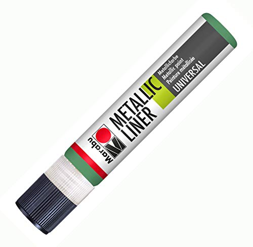 Marabu 18030009768 - Metallic Liner dunkelgrün, Effektfarbe auf Wasserbasis, für schimmernde Metalliceffekte auf Stoff, Holz, Metall speichelecht, einfache Fixierung von Marabu