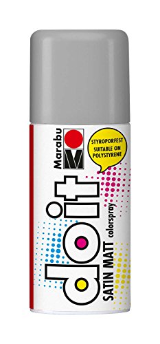 Marabu 21070006169 - Do it Satin Matt steingrau, Colorspray auf Acrylbasis, styroporfest, schnell trocknend, sehr gute Deckkraft, wetterfest, für große und kleine Bastelarbeiten, 150 ml Sprühdose von Marabu