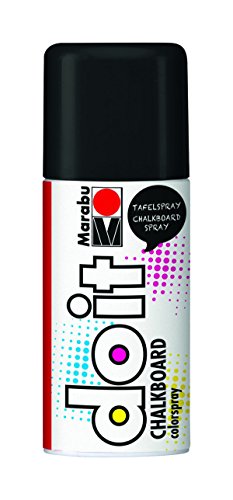 Marabu 21079006875 - Do it Chalkboard schwarz, seidenmattes Tafelspray auf Nitrobasis, wetterfest, schnelltrocknend, nach Trocknen m. Kreide beschreibbar und mit Wasser abwischbar, 150 ml Sprühdose von Marabu