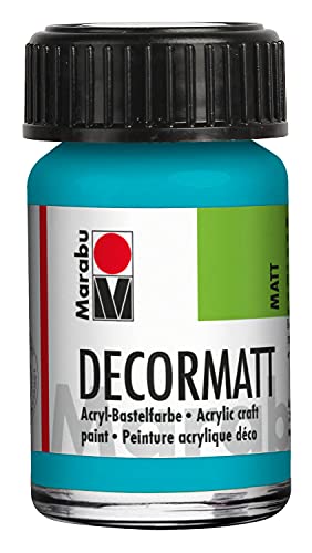 Marabu 14010039091 - Decormatt Acryl Karibik 091, 15 ml, samtmatte Acrylfarbe auf Wasserbasis, cremig und farbintensiv, speichelfest, wetterfest, zum freien Malen und Schablonieren von Marabu