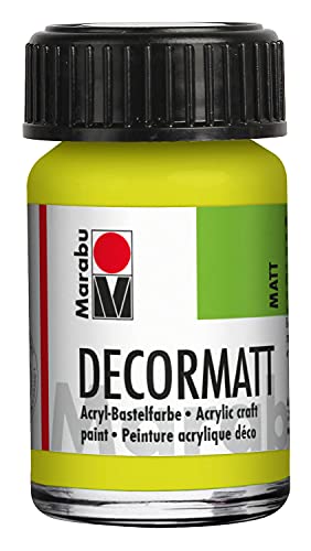 Marabu 14010039061 - Decormatt Acryl Reseda 061, 15 ml, samtmatte Acrylfarbe auf Wasserbasis, cremig und farbintensiv, speichelfest, wetterfest, zum freien Malen und Schablonieren von Marabu