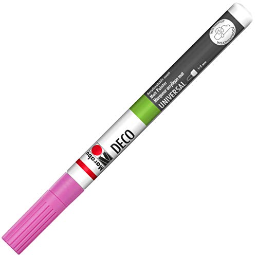 Marabu 01220031033 - Deco Painter, pink 033, Strichstärke ca. 1 - 2 mm, matter Acrylmalstift, auf Wasserbasis, sehr gut deckend, schnell trocknend, lichtecht, wetterfest, für viele Oberflächen von Marabu