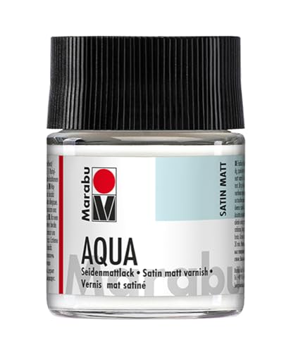 Marabu Farbloser Aqua Mattlack, 50 ml Glas, transparent-seidenmatter Acryllack auf Wasserbasis, lichtecht, speichelecht, zum Lackieren vieler Bastelarbeiten und Materialien, 11370005000 von Marabu