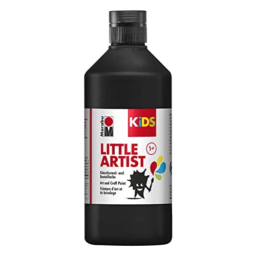 Marabu KiDS Little Artist 500 ml, Schwarz, Künstlermal- und Bastelfarbe für Kinder ab 3 Jahren, Kindermalfarbe auf Wasserbasis Made in Germany, vegan, glutenfrei, 03050075073 von Marabu