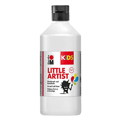 Marabu KiDS Little Artist 500 ml, Weiß, Künstlermal- und Bastelfarbe für Kinder ab 3 Jahren, Kindermalfarbe auf Wasserbasis Made in Germany, vegan, glutenfrei, 03050075070 von Marabu