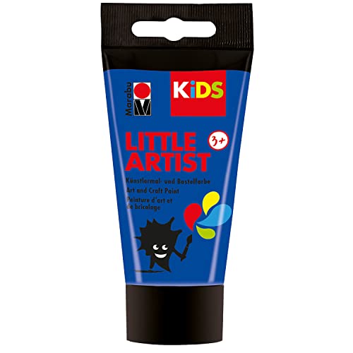 Marabu KiDS Little Artist 75 ml, Dunkelblau, Künstlermal- und Bastelfarbe für Kinder ab 3 Jahren, Kindermalfarbe auf Wasserbasis Made in Germany, vegan, glutenfrei, 03050002053 von Marabu