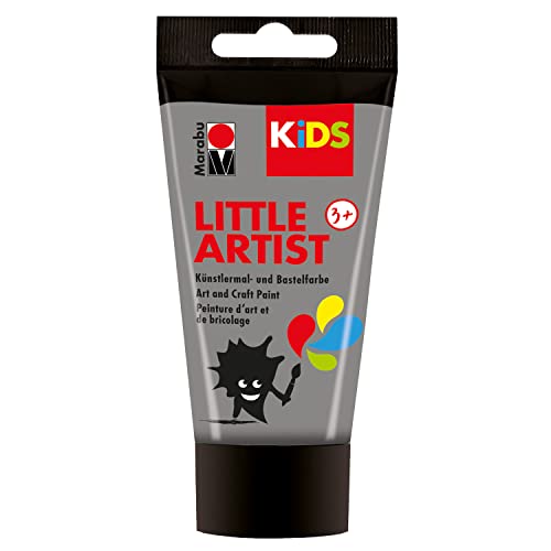 Marabu KiDS Little Artist 75 ml, Silber, Künstlermal- und Bastelfarbe für Kinder ab 3 Jahren, Kindermalfarbe auf Wasserbasis Made in Germany, vegan, glutenfrei, 03050002082 von Marabu