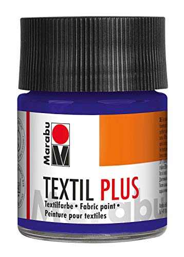 Marabu 17150005051 - Textil Plus violett dunkel 50 ml, volldeckende Stoffmalfarbe für dunkle Stoffe, geeignet für Stoffmalerei und Stoffdruck, nach Fixierung waschbeständig bis 40 °C von Marabu