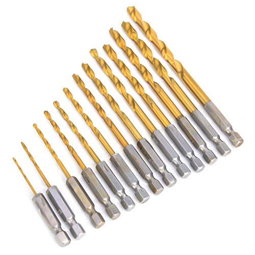 Sechskant-Bohrer-Sets, 13 Stück 1/4-Zoll-Hochgeschwindigkeitsstahl-Bohrer-Kit 1,5-6,5 mm Spiralnutenbohrer HSS Spiralbohrer Set für Holz Kunststoff Eisen Stahl Kupfer Aluminium von Maranon