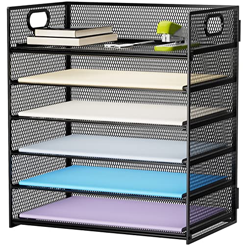 Marbrasse Papier-Briefablage-Organizer – 6-stufiger Mesh-Ordner-Organizer mit Griff, Papiersortierer-Organizer für Brief-/A4-Büro-Ordnerhalter – Schwarz von Marbrasse