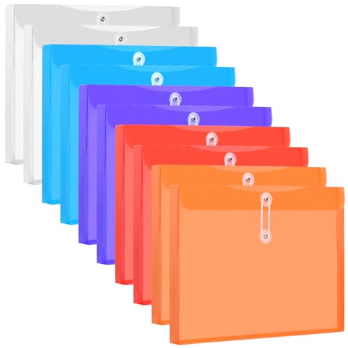 Mardatt 10pcs Plastic Envelopes with String Tie Closure, 5 Colors Clear File Folders Legal Size Side Loading Folders Poly Documents Organizer Plastic Envelope for School Office Home(Horizontal) von Mardatt