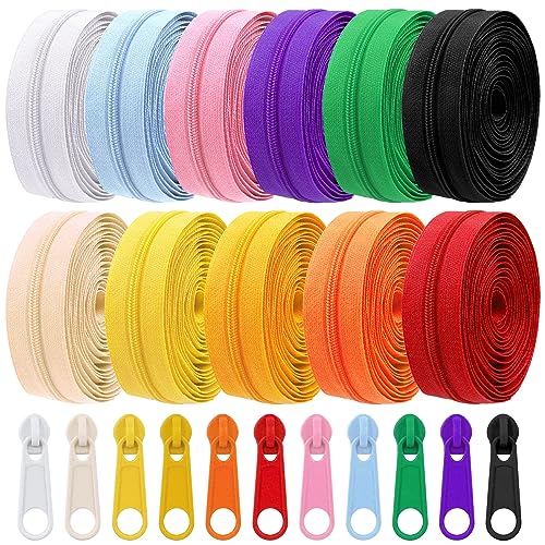 Mardatt 121Pcs Multi-Colors Nylon Coil Sewing Zippers Assorted Kit with Zipper Sliders and Zippers Stops, 33 Yards Nylon Coil Zippers, #3 Nylon Coil Zipper Sliders Heads for DIY Sewing Crafts Supplies von Mardatt