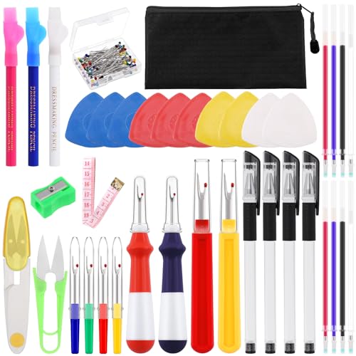 Mardatt 138Pcs Seam Ripper Set Includes Sewing Seam Rippers, Sewing Pins, Thread Remover Kit, Heat Erasable Fabric Refills,Tailors Chalks Seam Sewing Ripper Set for Crafting Removing Embroidery Seams von Mardatt