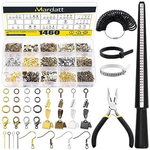 Mardatt 1465Pcs Jewelry Making Supplies Kit Includes Jewelry Pliers, Ring Sizer Measuring Tool, Craft Wires, Jump Ring Opener and Other Jewelry Findings Accessories for Jewelry Making and Repair von Mardatt