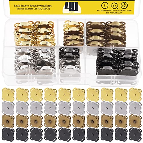 Mardatt 4 Colors Button Clasps Assortment Set Bronze Silver Gold Gunmetal Metal Plum Blossom Sew on Button Clasps Closure Purse for Sewing Leather DIY Projects Scrapbooking (18mm) von Mardatt