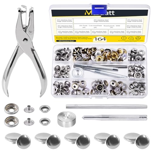 Mardatt 40 Sets Canvas Snap Kit Includes Punch Pliers and Setting Tools, Marine Grade Stainless Steel Canvas Snaps, Canvas Snap Fastener Set, Canvas Snaps Buttons Tools for Boat Cover Furniture von Mardatt